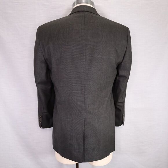 Jos A Bank Sport Coat Mens 41R Wool Gray Micro Plaid Lined Jacket Blazer - Picture 15 of 16